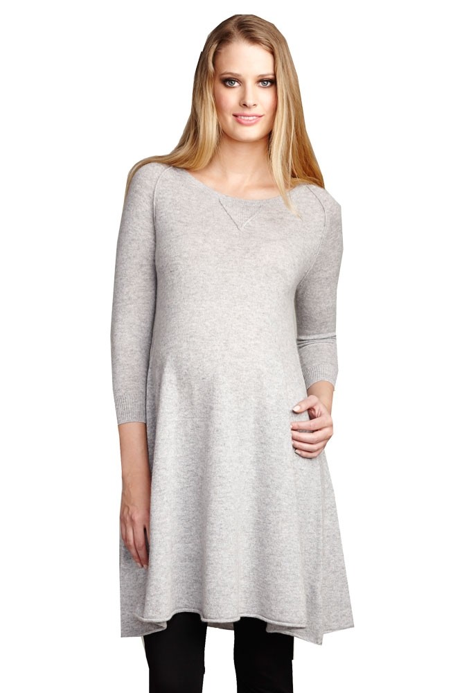 Mallory Cashmere Maternity Sweater Dress in Heather Grey by Maternal America