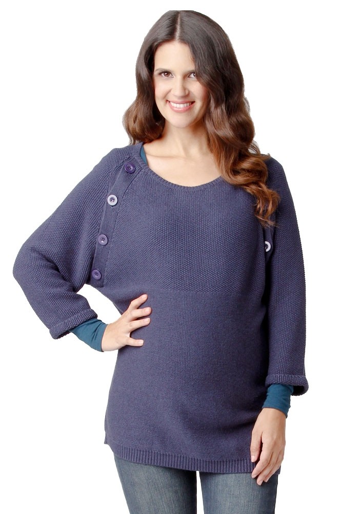 Raglan Button Nursing Sweater (Indigo)