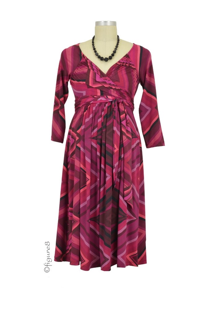Lucinda Maternity Dress (Black, Magenta & Pink Print)