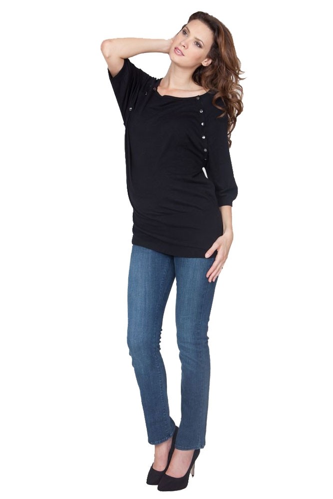 Seraphine Alexia Knitted Maternity & Nursing Sweater (Black)