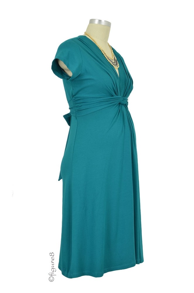 Seraphine Jolene Short Sleeve Maternity Dress in Peacock Green
