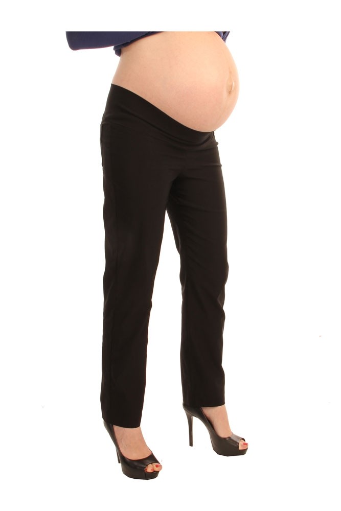 Bengaline Ankle Maternity Pencil Pants (Black)