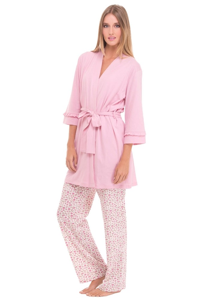 Rose 4-piece Nursing PJ Set with Baby Outfit (Pink Animal Print)