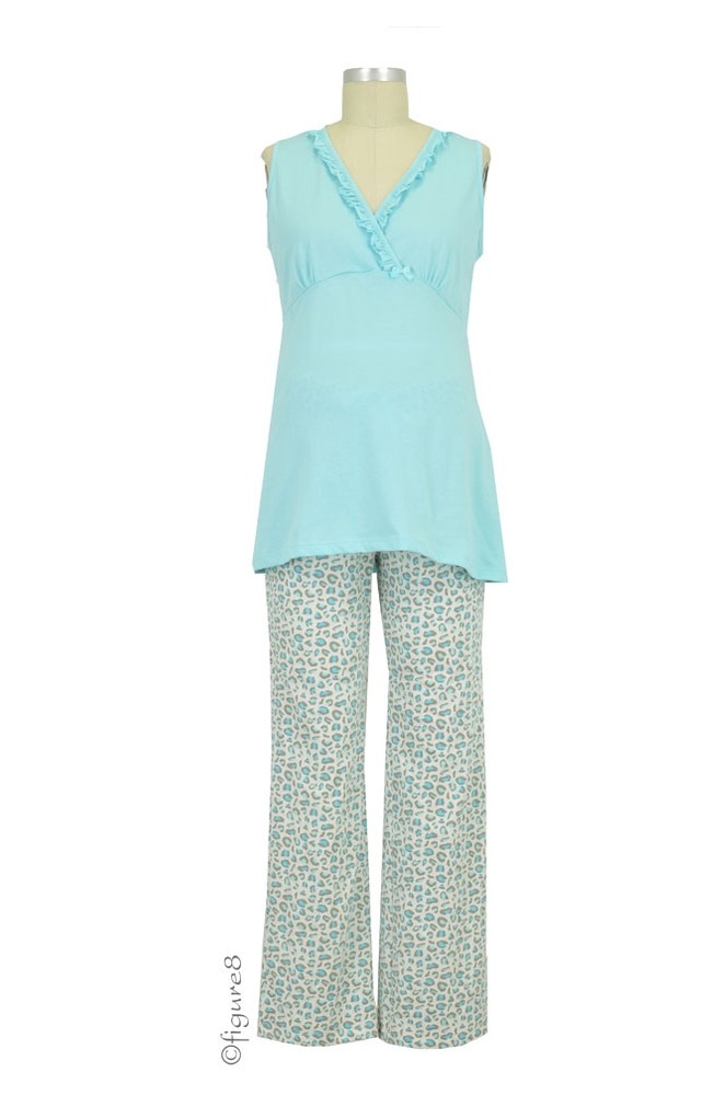 Olian Anne 4-piece Nursing PJ Set with Baby Outfit (Blue Animal Print)