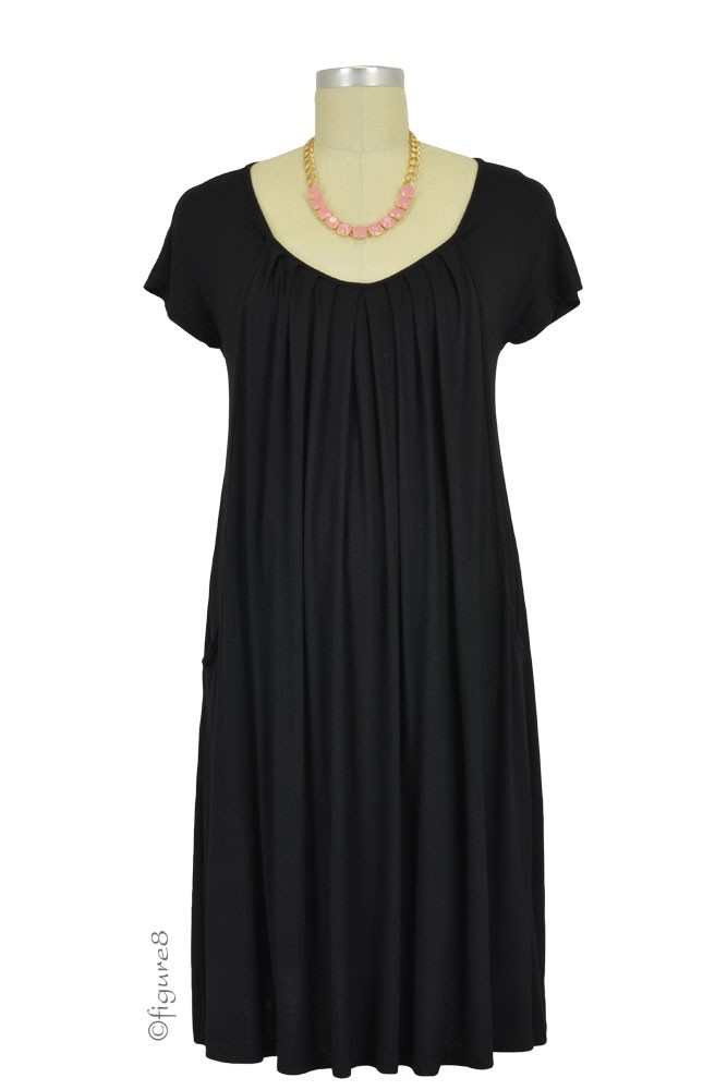 Kennedy Pleated Nursing Dress (Black)