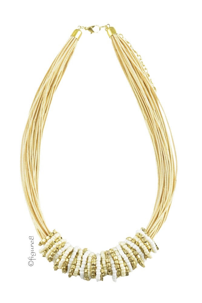 Marisol Gold Detailed Necklace (Gold & White)