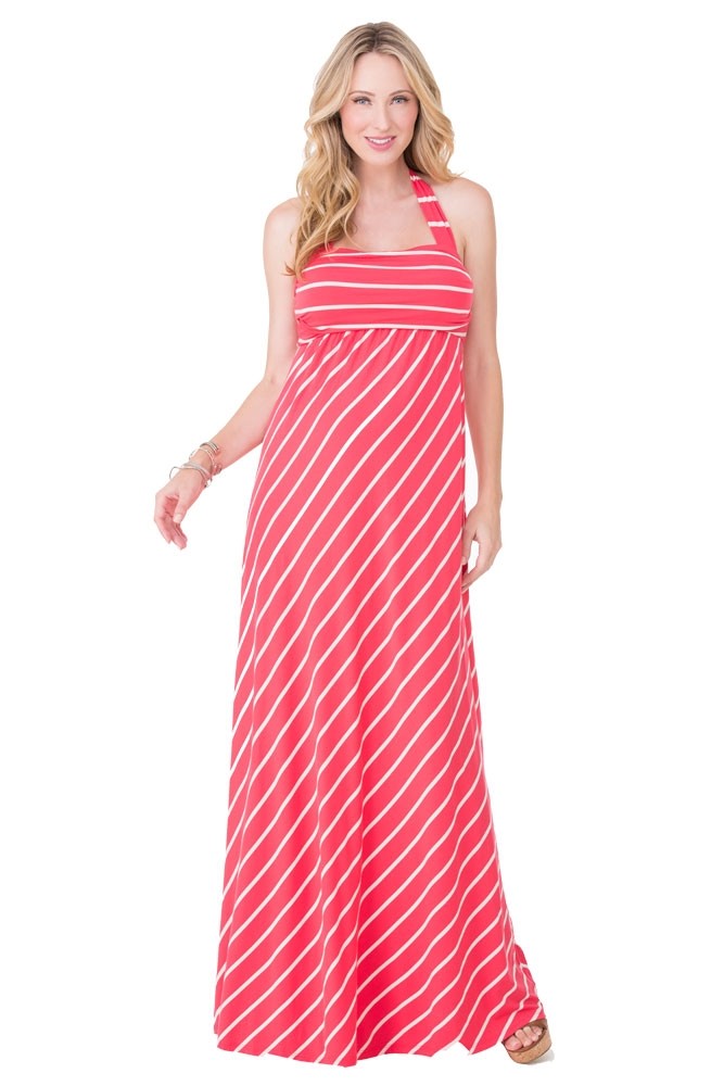 Ingrid & Isabel Stripes Convertible Maxi Maternity Dress (Poppy Stripes)