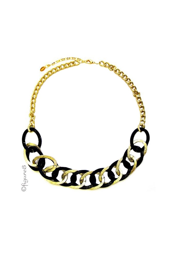 Anita Gold and Black Chain Link Necklace (Gold and Black)
