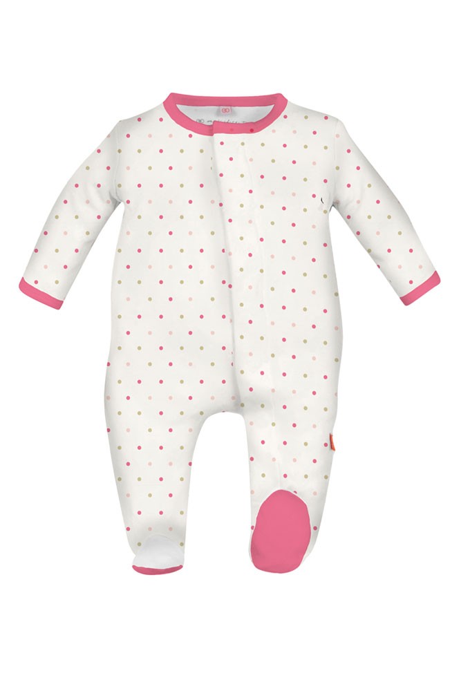 Magnetic Me™ by Magnificent Baby Girl Cotton Footie (White and Pink With Dots)