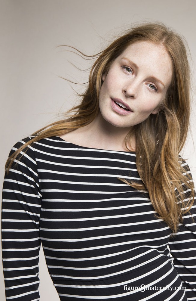 Boob Design Simone Long Sleeve Organic Maternity & Nursing Top (Black & Off-White Stripes)