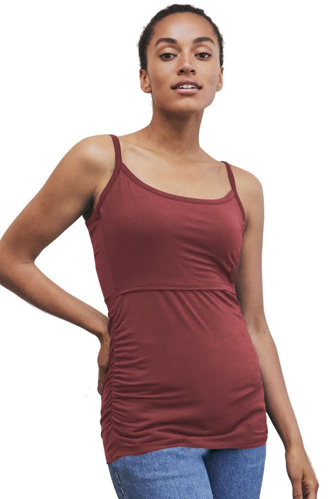 Boob Design Flatter Me Ruched Maternity & Nursing Singlet (Pompei Red)
