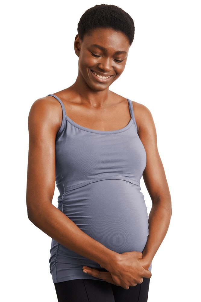 Boob Design Flatter Me Ruched Maternity & Nursing Singlet (Smoke)