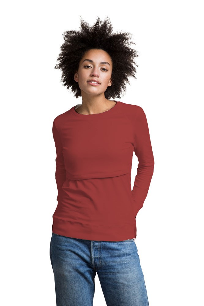 Boob Design B. Warmer Organic Nursing Sweatshirt (Barn Red)