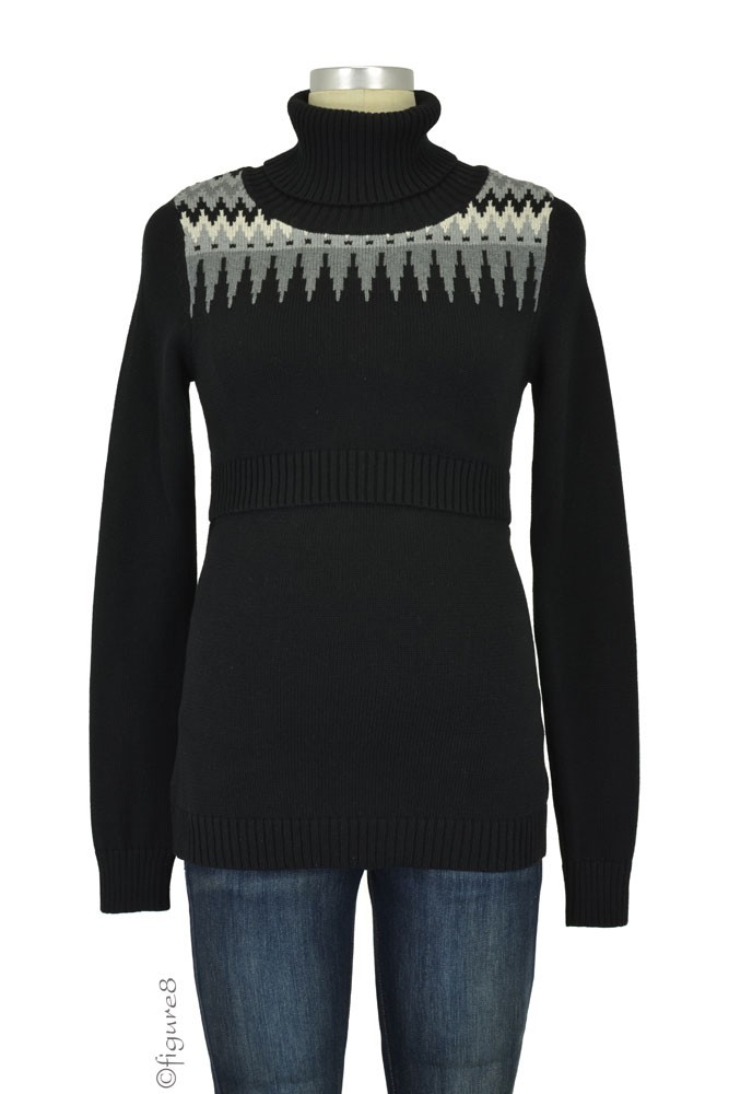 Warmest Fair Isle Nursing Sweater (Black)