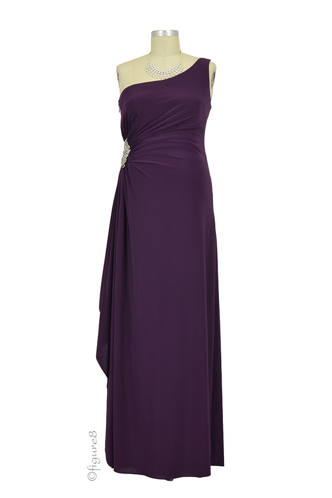 Olivia One-Shoulder Maternity Gown (Plum)