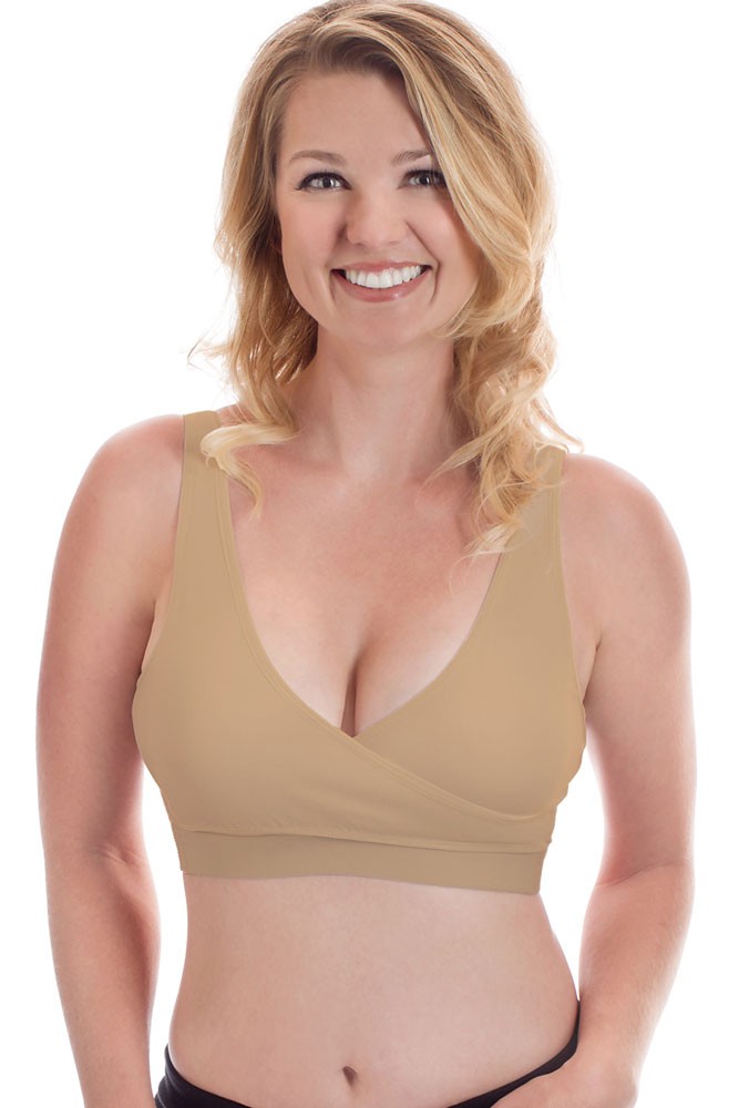 Pump&Nurse Seamless Nursing Cami with Built-in Hands-Free Pumping Bra, Nude  Small