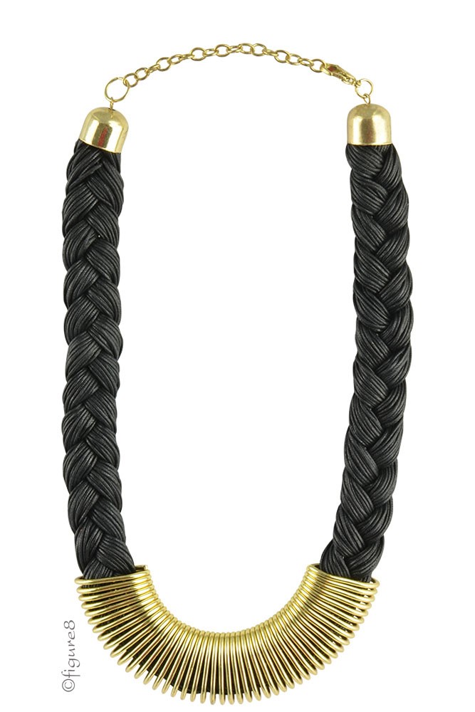 Katie Jumbo Rope Braided Necklace (Black)