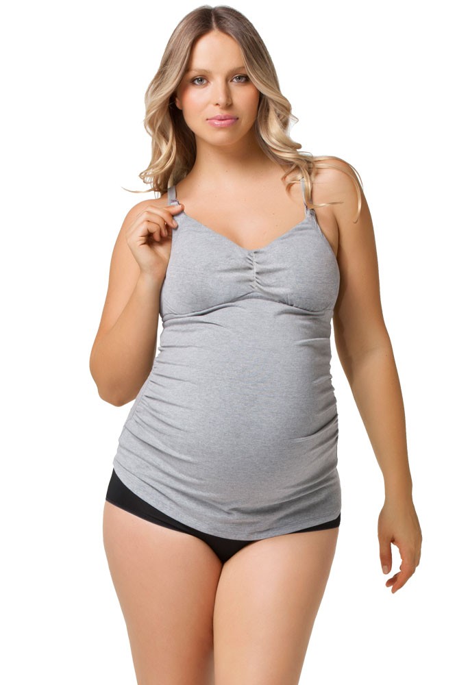 Cake Lingerie Gelato Padded Nursing Tank with Molded Cups in Earl Grey  Gelato (Grey) by Cake Maternity