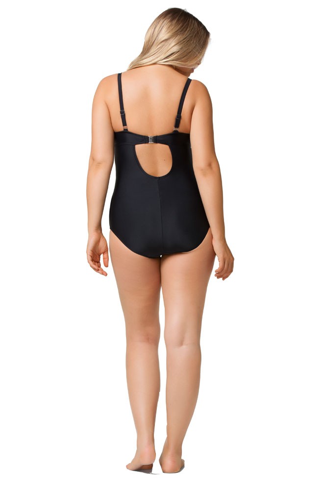 Rosewater by Cake- Squash Nursing Bathing Suit in Black with Apple Green  Lining by Cake Maternity