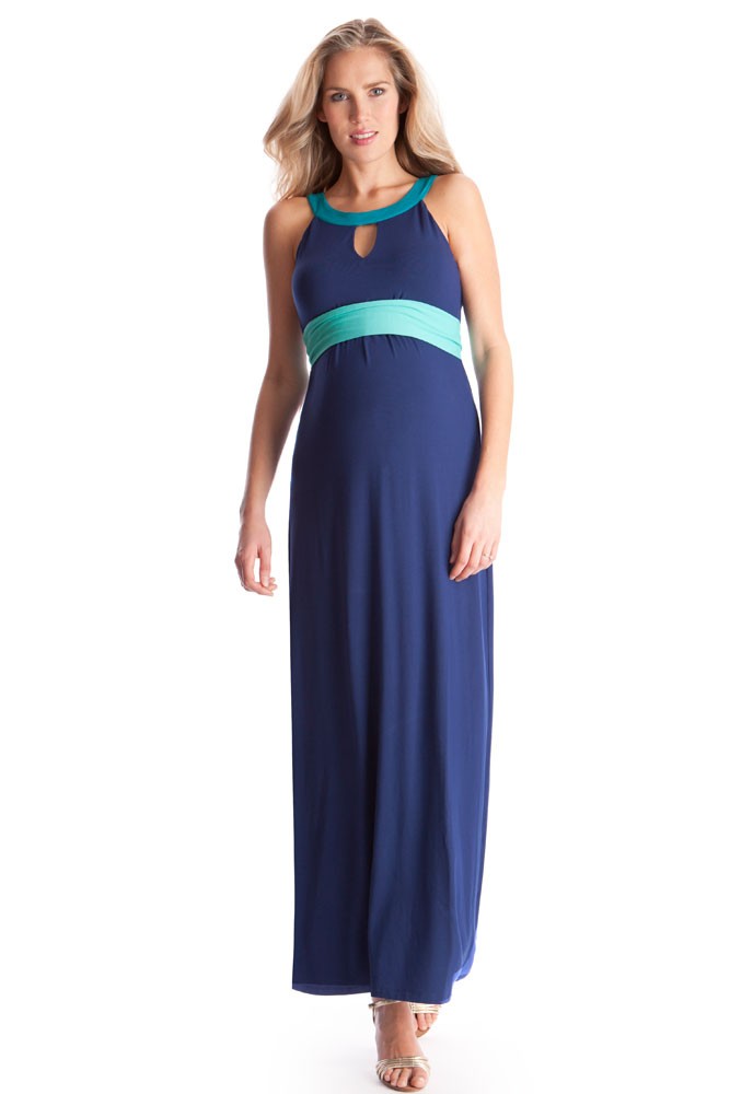Seraphine Audra Colourblock Maxi Maternity Dress (Blue)