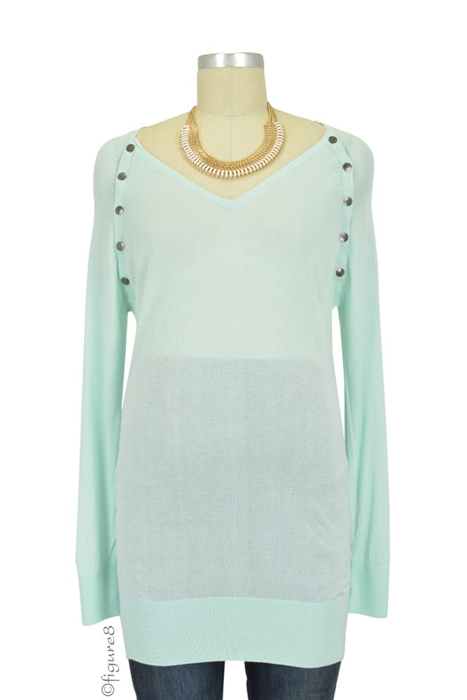 Seraphine Rebecca Knitted Bamboo V-Neck Nursing Top (Mint)