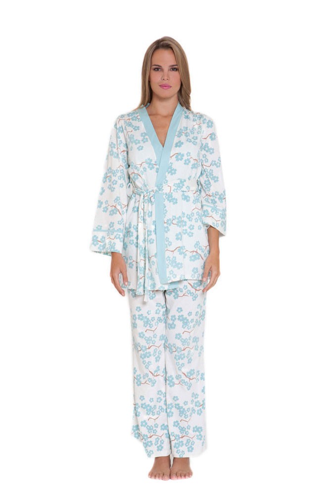 Mackenna 4-pc. Nursing PJ Set with Baby Outfit and Gift Box (Blue Floral)