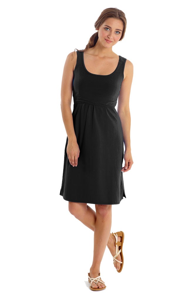 Avery Organic Cotton Scoop Neck Nursing Dress (Black)
