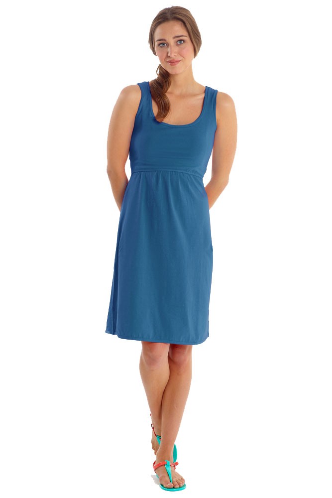 Avery Organic Cotton Scoop Neck Nursing Dress (Habour Blue)