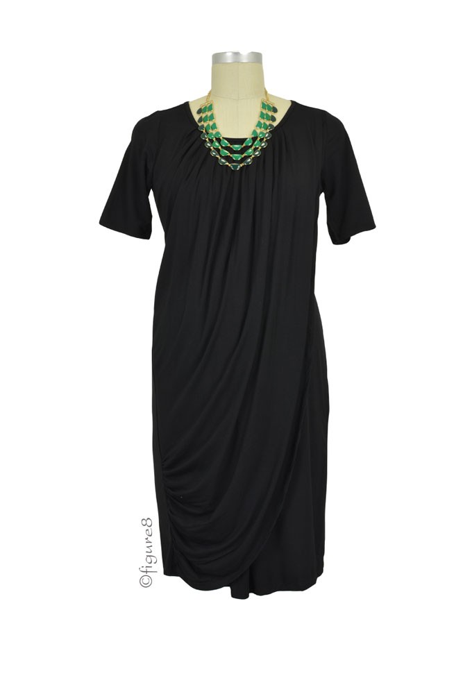 Athena Drape Nursing Dress (Black)