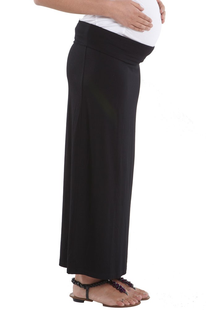 Martina Slim Fit Maxi Jersey Maternity Skirt (Black)