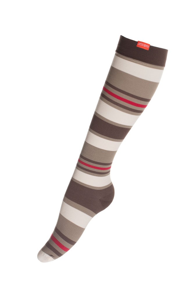 Vim & Vigr 15-20 mmHg Women's Stylish Compression Socks - Nylon (Brown & Blush)