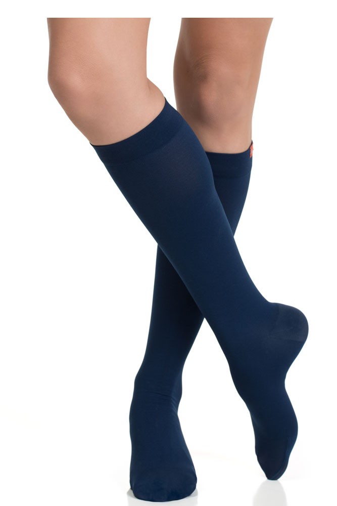 Vim & Vigr 15-20 mmHg Women's Compression Socks - Moisture Wick (Navy)