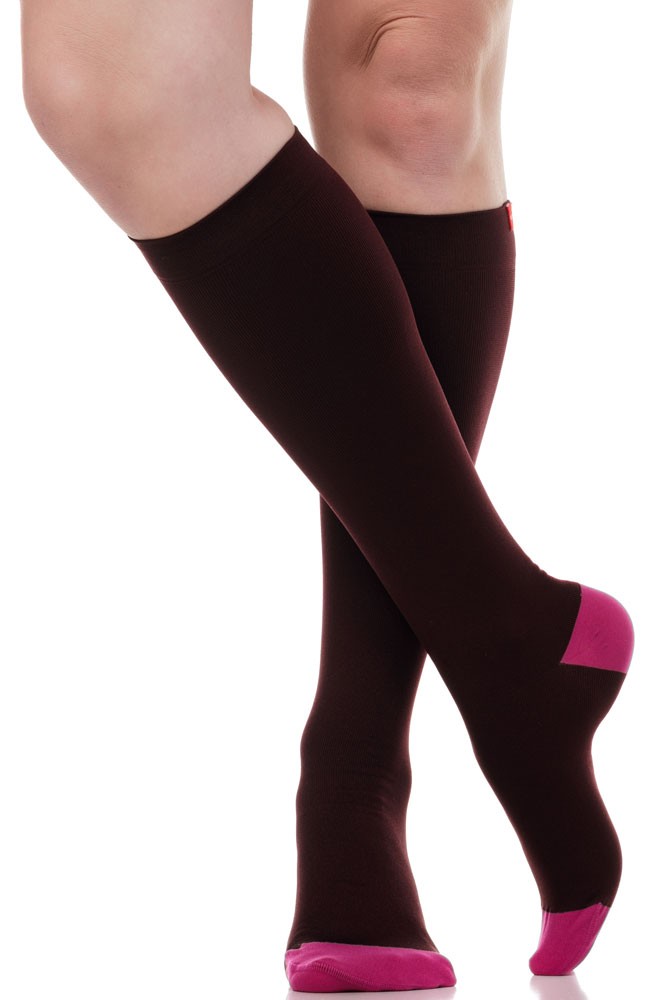 Vim & Vigr 15-20 mmHg Women's Compression Socks - Moisture Wick (Rose & Plum Two Toned)