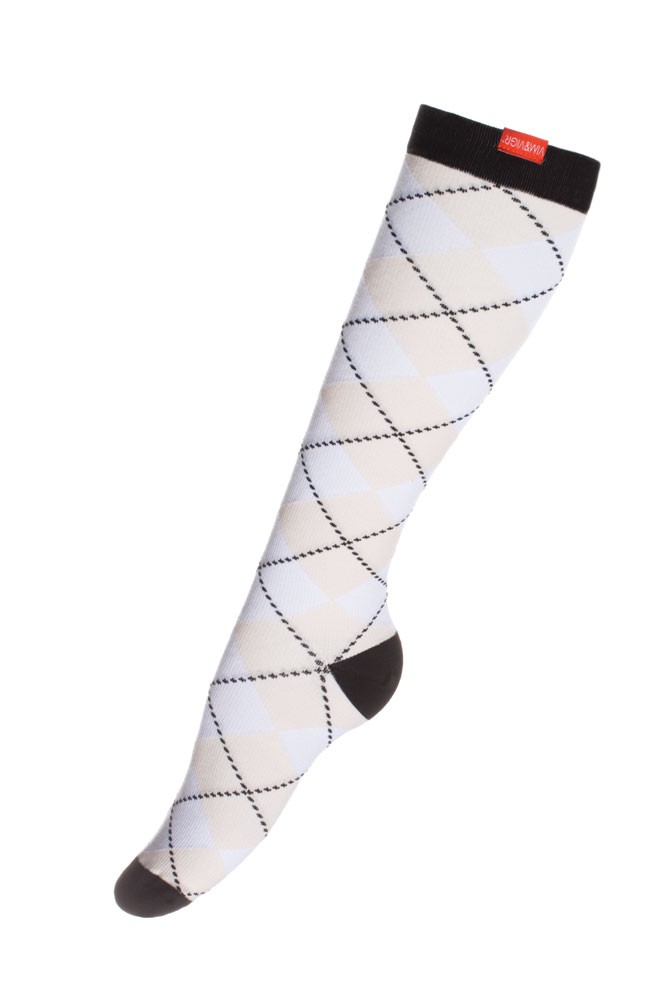 Vim & Vigr 15-20 mmHg Women's Stylish Compression Socks - Cotton (White & Blush)