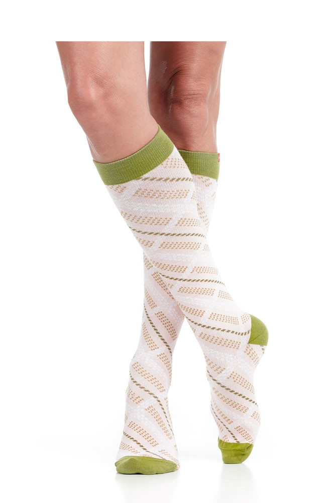 Vim & Vigr 15-20 mmHg Women's Stylish Compression Socks - Cotton (Pink & Olive Plaid)