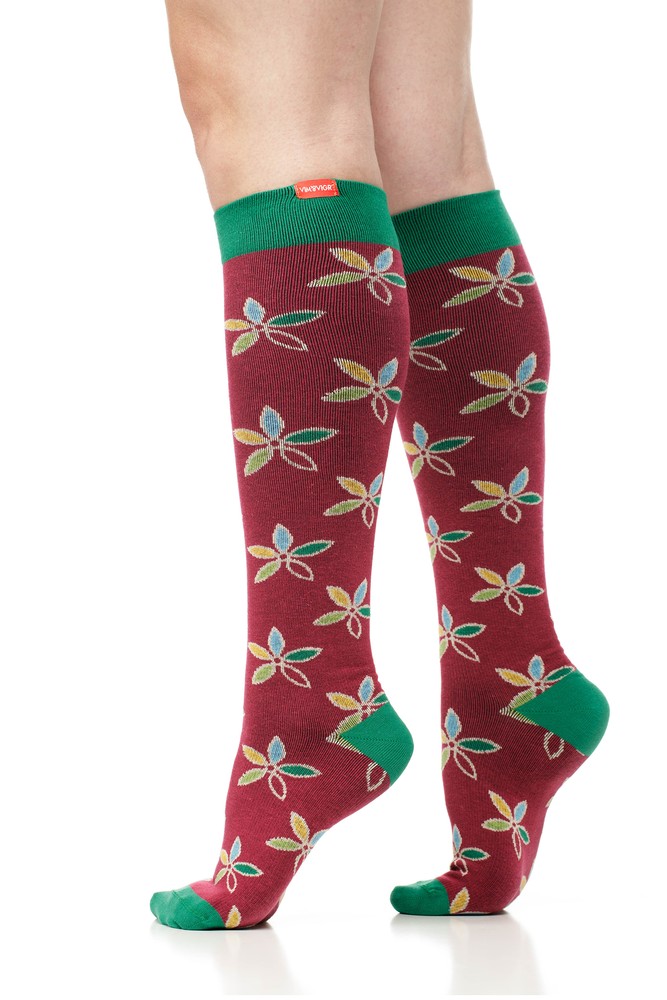 Vim & Vigr 15-20 mmHg Women's Stylish Compression Socks - Cotton (Lily: Purple & Teal)