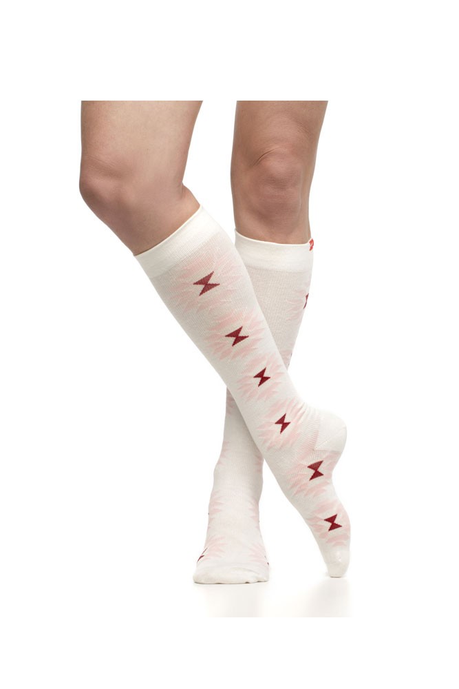 Vim & Vigr 15-20 mmHg Women's Stylish Compression Socks - Cotton (Sedona: Cream & Rose Quartz)