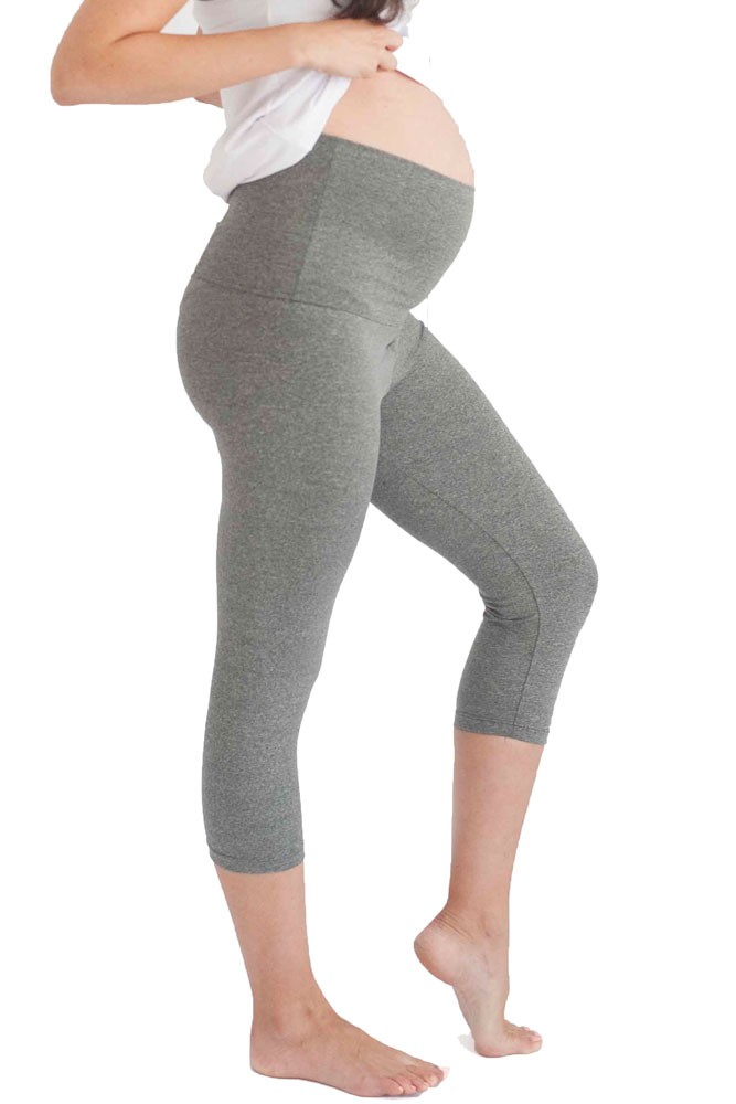 Belabumbum Convertible Capri Active Maternity Pants (Grey)