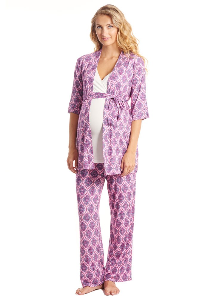 Roxanne 5-pc. Nursing PJ Set with Baby Gown & Gift Bag (India Floral)