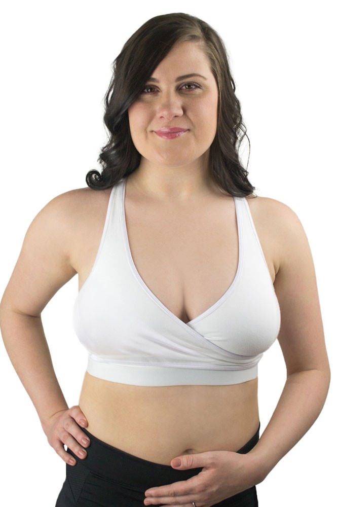 Essential Pump&Nurse Tank, All-in-one Hands-Free Pumping and Nursing Bra  for All Breast Pumps - White, XS
