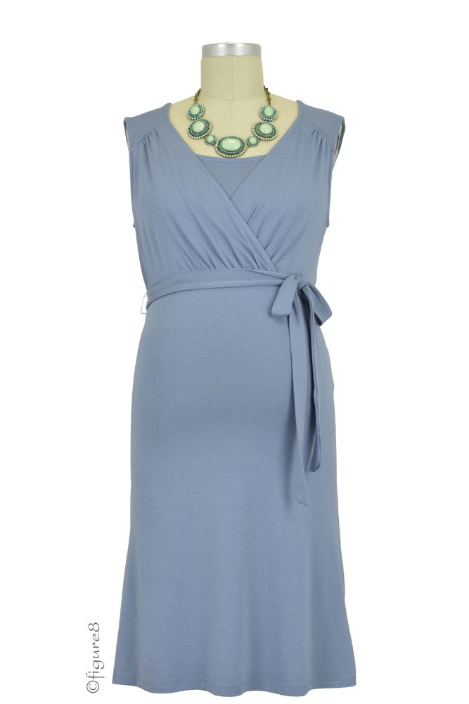 Ursula Faux Wrap Nursing Dress (Lavender Grey)