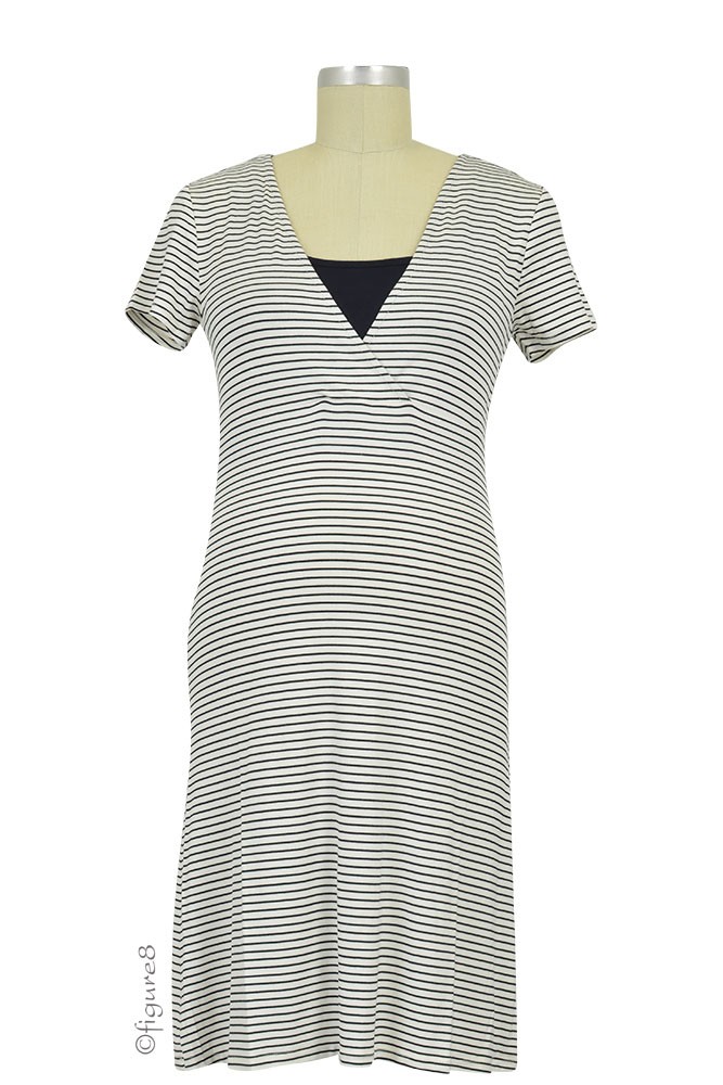 Amity Nursing Night Dress (Navy Stripes)