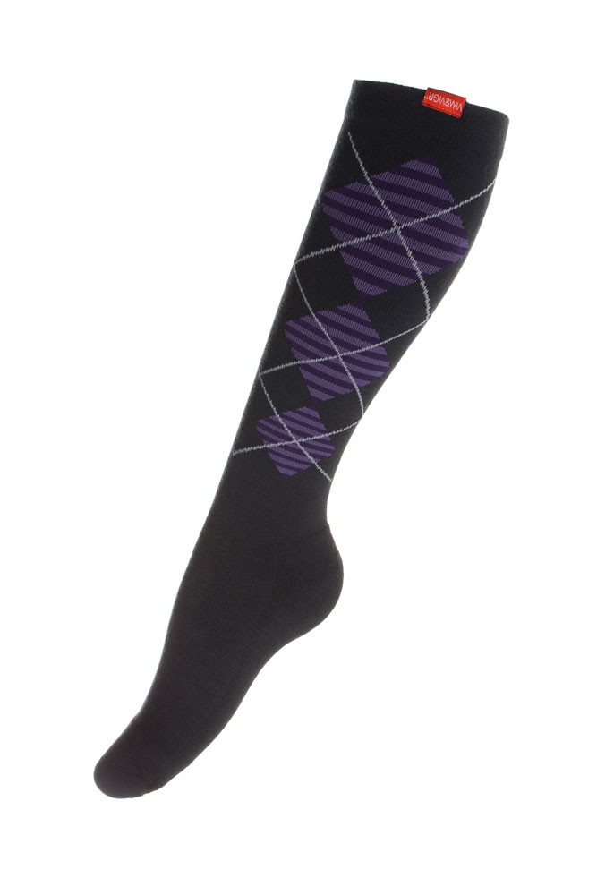 Vim & Vigr 15-20 mmHg Women's Stylish Compression Socks - Wool (Black & Purple)