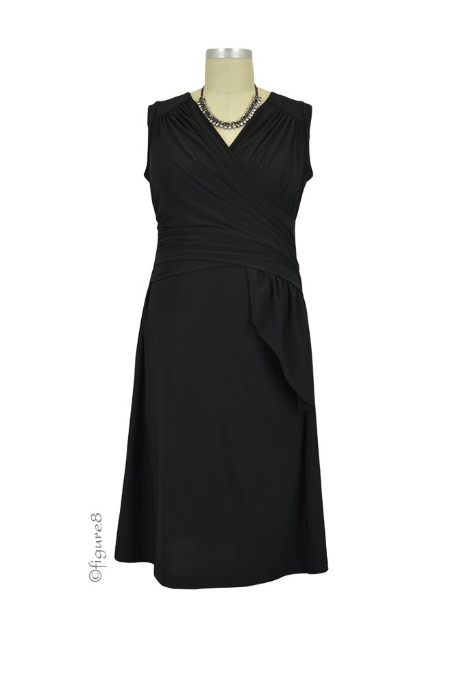 Brynn Luxe Draped Scarf Nursing Dress (Black)
