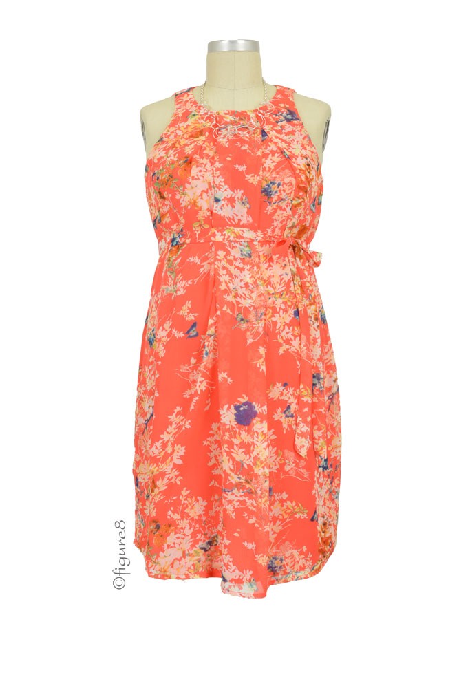 Spring Carmene Bloom Print Nursing Dress (Coral Print)