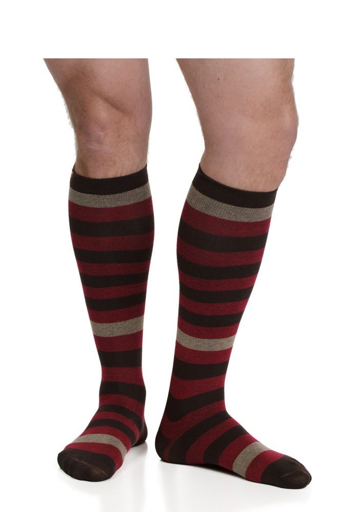 Vim & Vigr 15-20 mmHg Graduated Compression Socks - Men's Cotton Collection (Dark Brown & Brick)