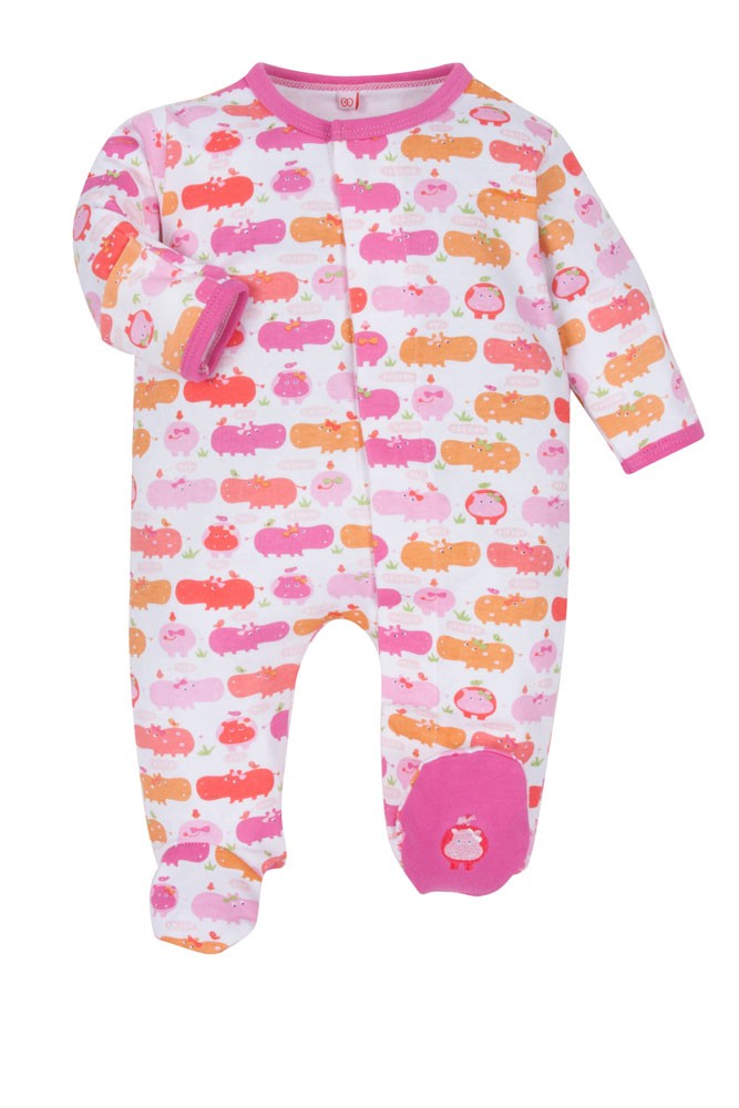 Magnificent Baby Girl's Footie (Girl Hippo)