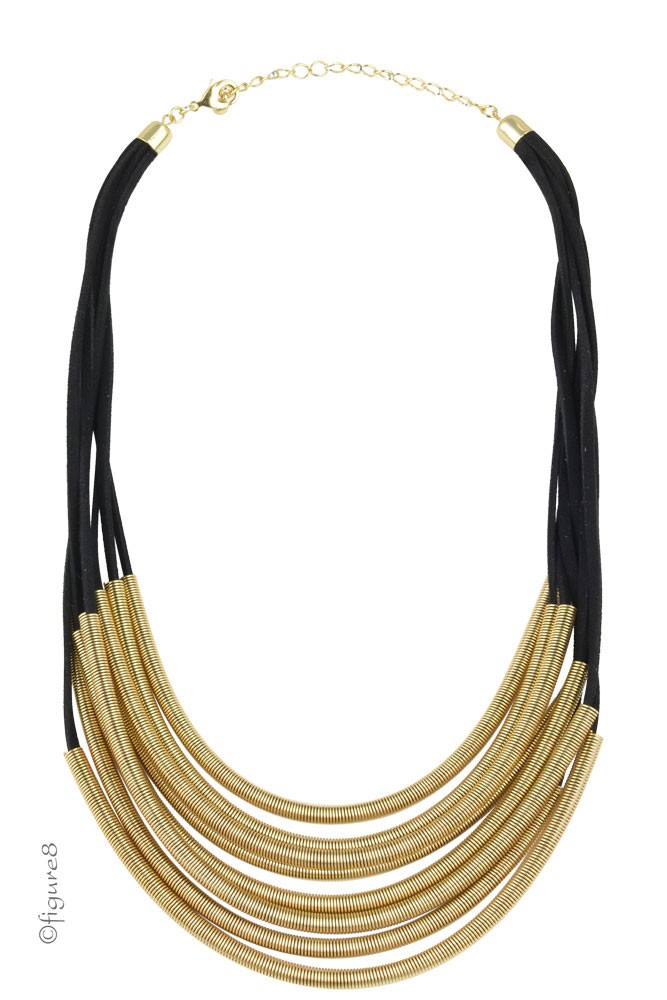 Black & Gold Slinky Necklace (Black & Gold)