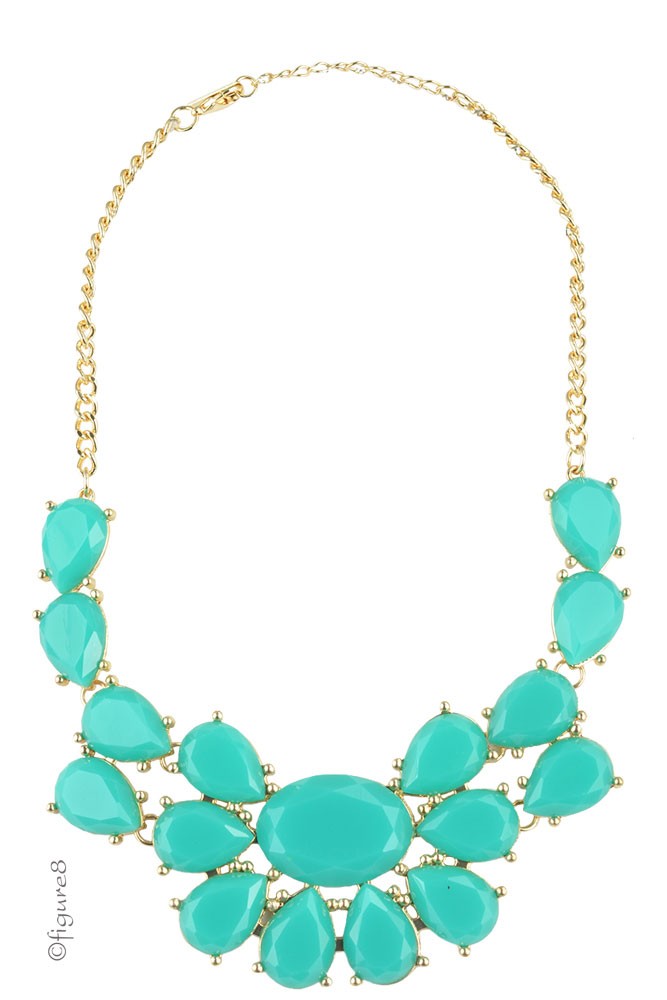 Oversized Turquoise Stone Necklace (Turquoise)