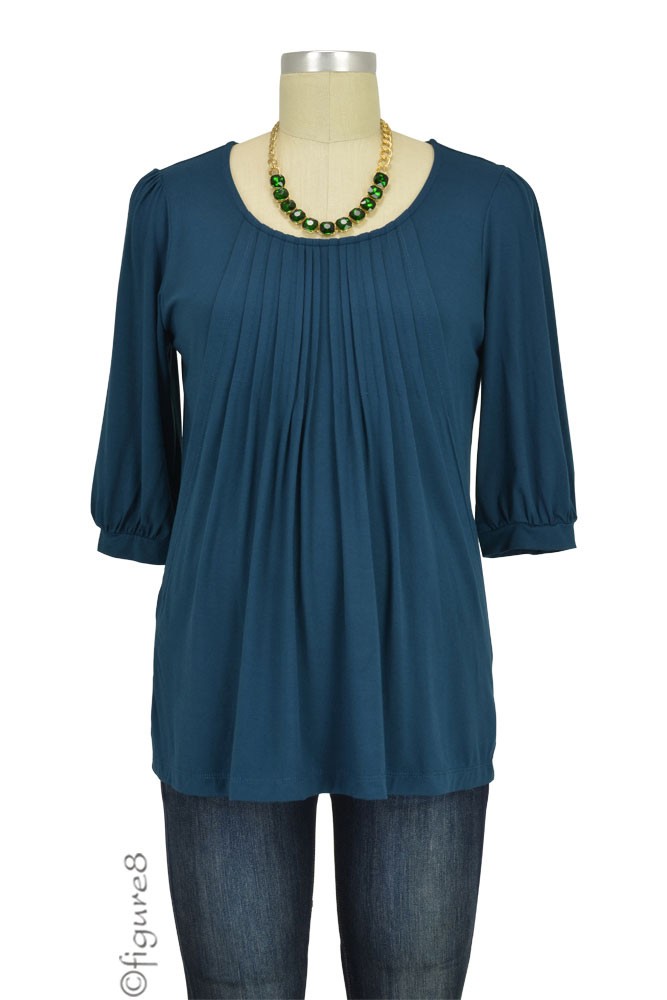 Sophie & Eve Safia 3/4 Sleeve Bamboo Pleated Nursing Top (Midnight Forest)